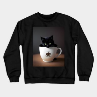 Adorable Black Cat Illustration- Modern Digital Art Crewneck Sweatshirt
